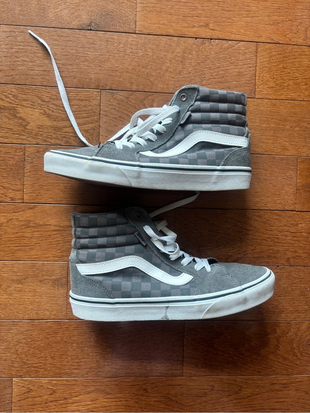 Vans Gray Checkerboard Sk8-Hi Sneakers